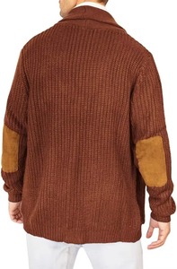 Hot Sell Winter Men's V-neck Patchwork <b>Cardigan</b> <b>Sweater</b> with Button Anti-Wrinkle Multi-Color Belt Knitted Pockets - Product Image 5