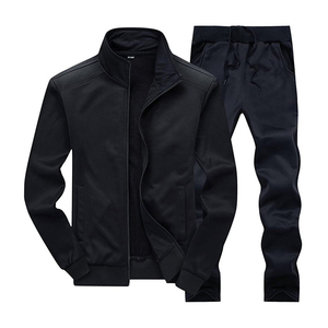 Custom Brand Logo Winter Solid Men's Casual Sportswear Two Piece Set Fitness Training Tracksuit Breathable Plus Size - Product Image 2
