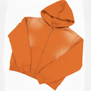 Men's Zip Hoodies Sun Faded Solid Bling Sparkle Stones Customized 100% Cotton Fleece Knitted OEM Embroidered - Product Image 4