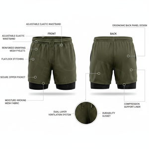 Hot Sale Custom New Style Shorts 2 in 1 Running Fitness Breathable Mesh Workout Sports With Inner Compression <b>Elastic</b> Shorts - Product Image 2