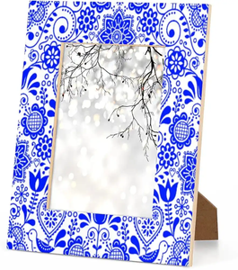 Marco de Fotos Rectangular de Resina Pintado a Mano, Estilo Rústico Chic con Madera Flotada, Decoración de Escritorio para el Día de la Tierra, FAIZA CRAFT - Product Image 4