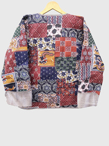Veste matelassée bohème grande taille à col en V, manches longues, motif floral en coton - Product Image 6