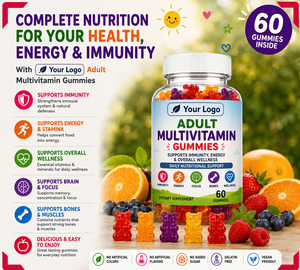 Multivitamines pour adultes, soins de santé naturels, gommes à mâcher moelleuses au goût de fruits, options d'emballage modernes, personnalisation de la marque, détaillants - Product Image 2