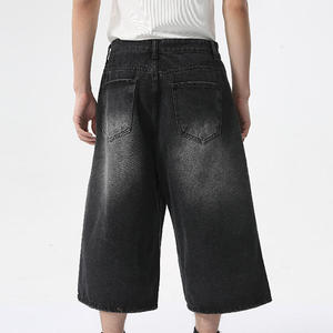 กางเกงยีนส์ขาสั้นสีดำฟอกขายดีสำหรับผู้ชาย - Product Image 5