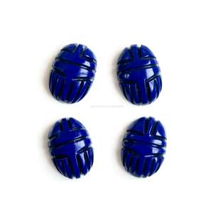 Cuentas de Piedra Natural de Lapislázuli Talladas a Mano de Alta Calidad, Escarabajo de 12MM, Abalorios y Figuritas para Fabricación de Joyas al por Mayor - Product Image 1