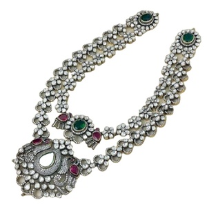 Luxury Copper Plated Artificial Gold Inlaid Zircon Oversized Emerald Gemstone Religious Chokers <b>Necklace</b> Earrings <b>Ring</b> Jewelry - Product Image 1