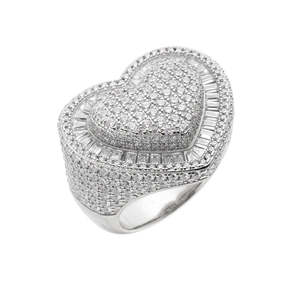 Bijoux de mode, bague en argent 925 sertie de zircons, grand cœur, entièrement en moissanite VVS, plaqué or 14k 18k, bague romantique pour femmes - Product Image 2