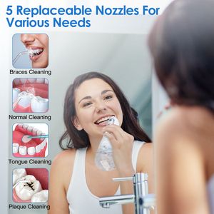Idropulsore Dentale Portatile Ricaricabile Senza Fili IPX7 Impermeabile con 5 Modalità e 5 Ugelli per la Pulizia dei Denti - Product Image 3