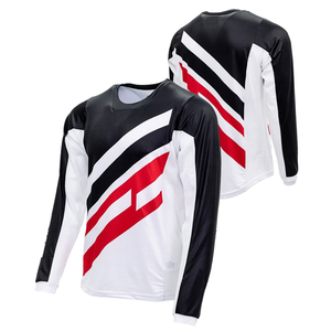 Maillot de course moto à manches longues pour homme, noir, blanc, rouge, impression par sublimation, séchage rapide, toutes saisons - Product Image 1