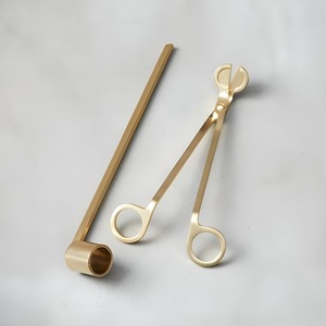 High Quality Stainless Steel Candle Care Tool Set in Shiny Gold Color With Large Size Cutter Perfect for Candle Maintenance - Product Image 1