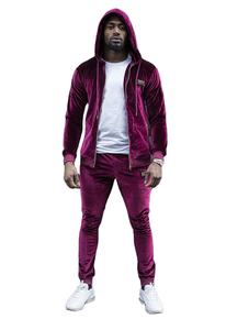 Survêtement de jogging en velours chaud pour homme, design usine, blocs de couleur, bandes réfléchissantes, fermeture éclair - Product Image 3