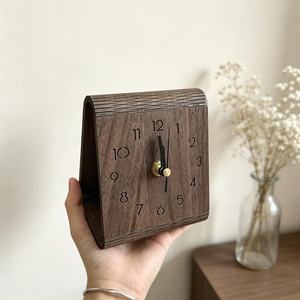 Minimalist Walnut Desk <b>Clock</b>, Modern Bent-Wood Timepiece, Mid-Century Home Office Decor Smart Table <b>Clocks</b> - Product Image 1