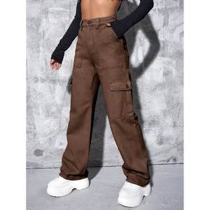 กางเกงยีนส์คาร์โก้สไตล์เกาหลีสีน้ำตาล Y2K สำหรับผู้หญิง เอวสูง ทรงหลวม ยืดได้ มีกระเป๋าหลายช่อง สไตล์ลำลอง สตรีทแวร์ แฟชั่น ไซส์ 26 ถึง 40 - Product Image 4