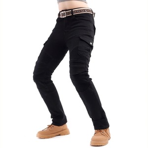 Motorcycle Leather Cordura Riding Pants with CE Removable <b>Knee</b> & Hip <b>Protectors</b> | Waterproof Biker Trousers | Hike Impex - Product Image 4