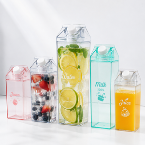 Botella de Agua de Plástico PET Transparente en Forma de Cartón de Leche, 250ml 500ml 750ml 1000ml, con Tapa de Rosca Blanca, para Jugo, Leche, Té, Vietnam - Product Image 3