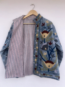 Blouson Bomber en Velours Suzani Réversible Brodé à la Main Style Bohème Vintage Court Taille Unique Motif Floral Ethnique Femme Automne Hiver - Product Image 2