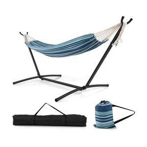 Ensemble de hamac double portable pour 2 personnes, intérieur/extérieur, avec support et sacs de transport - Product Image 1
