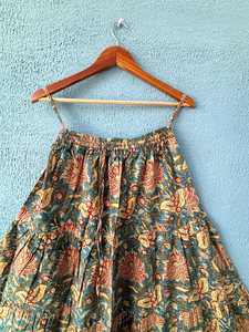 Handmade Hand Block Cotton <b>Skirt</b> <b>Elastic</b> <b>Waist</b> Breathable Traditional Block Print Sustainable Casual Clothing One Size - Product Image 5