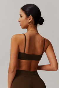 Bralette sans couture vert olive pour femme, sans armatures, demi-bonnet, bretelles non réglables, dos nu, style basique, toutes saisons, Spandex Nylon - Product Image 5