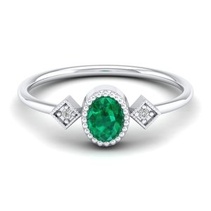 REYES Custom Made 925 Sterling <b>Silver</b> Women Wedding <b>Ring</b> 0.35 Carat <b>Emerald</b> Gemstone Oval Cut GRA Certified Moissanite Jewelry - Product Image 5