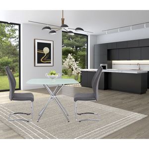 Tavolo da Pranzo Quadrato in Vetro Temperato Satinato da 36 Pollici - Product Image 4