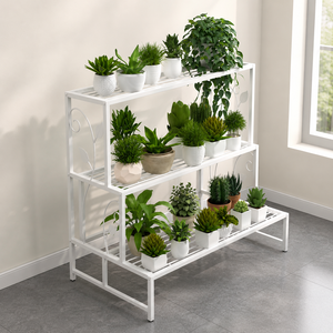 Soporte de Metal Blanco de 3 Niveles para Plantas, Estante Decorativo para Macetas de Interior, para Hogar, Jardín, Balcón - Product Image 3