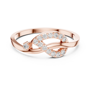 Bague torsadée en or rose avec accent de diamant de laboratoire rond, bague de promesse croisée moderne pour femme - Product Image 3