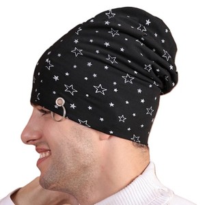 New Black Star Pattern <b>Beanie</b> Unisex Acrylic Knit Winter Hat Casual Style 56-58CM Head Circumference with Button Decoration - Product Image 1