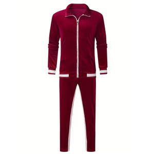 Women Pink <b>Velvet</b> Tracksuit Set Full Zip Jogging Suit <b>Jacket</b> Pants Solid Color Casual Sportswear Turn-down Collar Long Sleeve - Product Image 3
