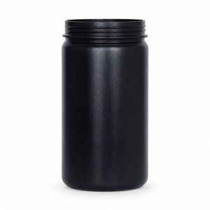 Indian Exporter Custom Black Boston Cylinder HDPE Protein Powder Bottle with Secure Cap for Supplement Packaging For Sale - Product Image 3