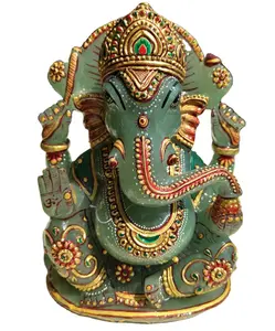 Hot Selling Beautiful Jade Ganesha Carving Sculpture Hand Carved Statue Figurine Piedras naturales Crystal Healing Stone