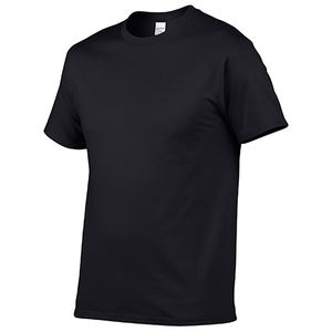 T-shirt uni pour homme en coton noir à col rond avec manches courtes et logo personnalisé disponible en différentes tailles - Product Image 6