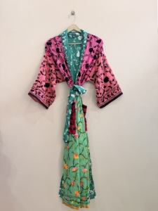 Robe kimono traditionnelle brodée de fleurs, vêtements de détente de luxe - Product Image 2