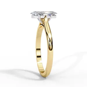 Marquise Cut Lab Grown Diamond Engagement <b>Ring</b> 1ct Four Prong Collet <b>Split</b> Shank Custom 18K Solid Gold Solitaire Party - Product Image 1
