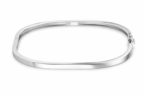 Bracelet jonc moderne en or blanc massif 18 carats pour femmes, bijoux fins, fabricant de bijoux sur mesure OEM ODM Thaïlande - Product Image 5