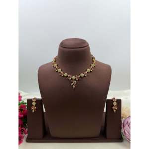Indian Ethnic Artificial <b>Jewellery</b>-Avani Victorian Delicate <b>Pearl</b> Necklace & Earring <b>Set</b> - Product Image 4