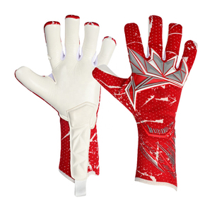 Guantes de Portero de Fútbol Rojos y Blancos, Dedos Completos, Antideslizantes, Correa de Muñeca Ajustable, Unisex, Entrenamiento Deportivo - Product Image 1