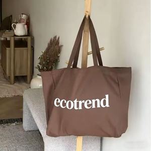 <b>Large</b> <b>Canvas</b> Tote <b>Bag</b> Heavy Duty Cotton Cloth Beach Handbag Casual Daily Shoulder <b>Bag</b> with Minimalist Brand Text - Product Image 5