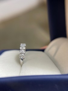 East West Moissanite Oval Cut Half <b>Eternity</b> Band <b>Ring</b> For Unisex Original 925 <b>Silver</b> Fine Wedding Birthday Party Gift For Friend - Product Image 3