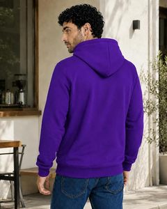 Sweat-shirt à capuche en polaire pour homme, couleur unie, coupe classique, décontracté, pour l'automne - Product Image 4