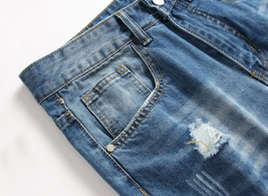 Jeans déchirés et usés de haute qualité pour hommes – Coupe slim décontractée, denim délavé et vintage - Product Image 3