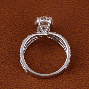 Custom DEF3.0 Oval Cut IGI Certified Vvs Lab Grown Diamond Engagement Ring 14K White Gold Side Stones Ring - Product Image 5