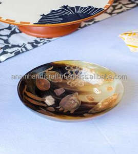 Ensemble de bols de service en corne naturelle d'agate de marque de haute qualité bols de rasage ronds polis fabriqués à la main pour la maison hôtel Restaurant Koi - Product Image 2