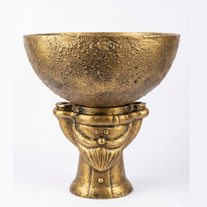 Bol de service en aluminium écologique de style moderne, design rustique martelé noir, piédestal, centre de table, décoration de salon d'hôtel - Product Image 2