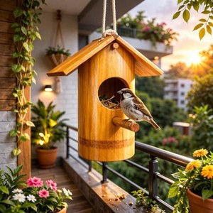 Nichoir pour oiseaux tropicaux ventilé en lattes de bambou, vente en gros |   Fait main Naturel - Product Image 3