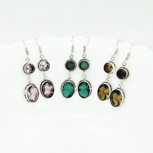 Wholesale <b>Silver</b> Oxidized Plated Round and Oval Quartz Gemstone <b>Dangle</b> <b>Earrings</b> | 925 Sterling <b>Silver</b> Designer Jewelry - Product Image 5