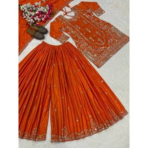 Conjunto de Fiesta para Mujer de Diseñador, Top, Sharara, Plazzo, Dupatta - Product Image 6