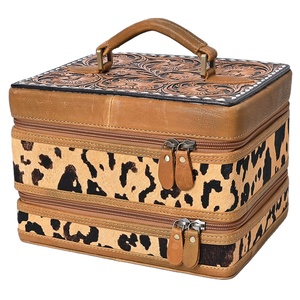 Genuine Leather <b>Storage</b> Box Tassel Zipper Autumn Bohemian Style Eco-Friendly Women's Makeup Jewelry Case - Product Image 1