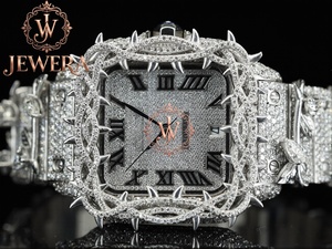 Reloj de Lujo con Diamantes Moissanite Estilo Hip Hop, de Acero Inoxidable, con Esfera de Cristal Analógica y Movimiento Mecánico para Uso Diario, Estilo Lujoso - Product Image 1
