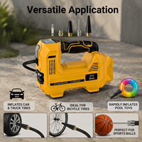 160PSI Cordless Tire Inflator Air Compressor 20V Battery Portable Electric Pump Fast Inflate Auto Shut Off LED Digital Gauge